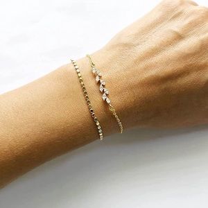 2 Bracelets 14K Gold Plated Layered